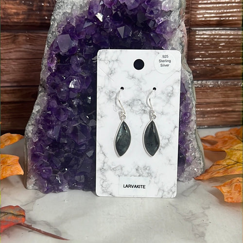 Larvakite Sterling Silver Earrings