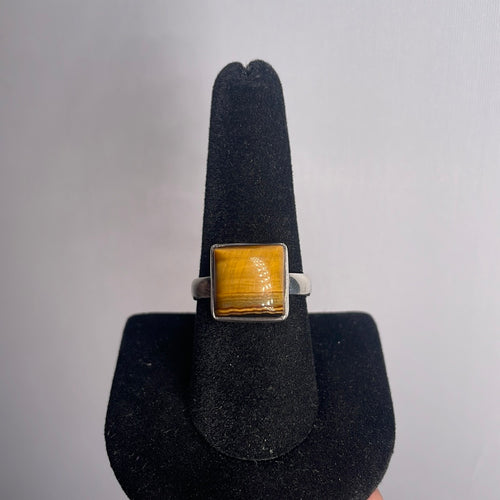 Tiger Eye Size 9 Sterling Silver Ring