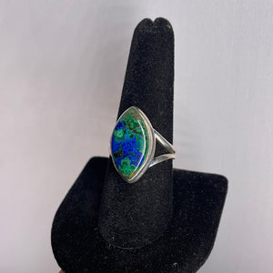 Malachite & Azurite Size 9 Sterling Silver Ring