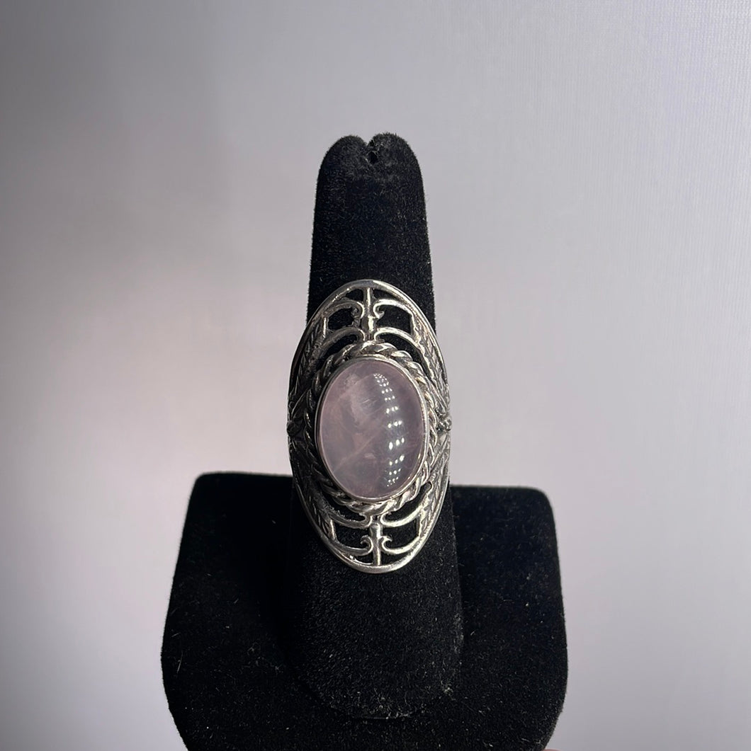 Rose Quartz Size 8 Sterling Silver Ring