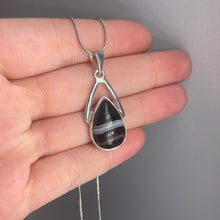 Load image into Gallery viewer, Black Banded Agate Sterling Silver Pendant