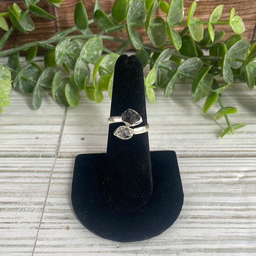 Shungite & Herkimer Diamond Size 6 Sterling Silver Ring