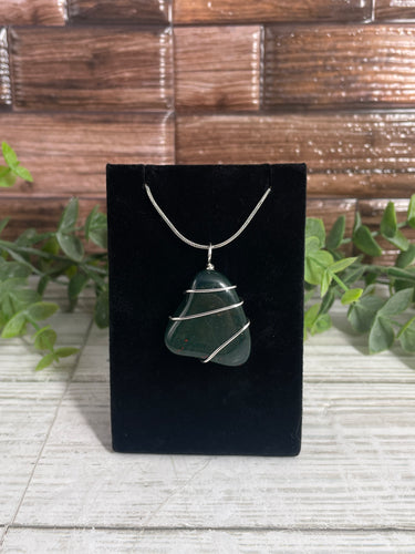Bloodstone Wire-Wrapped Pendant