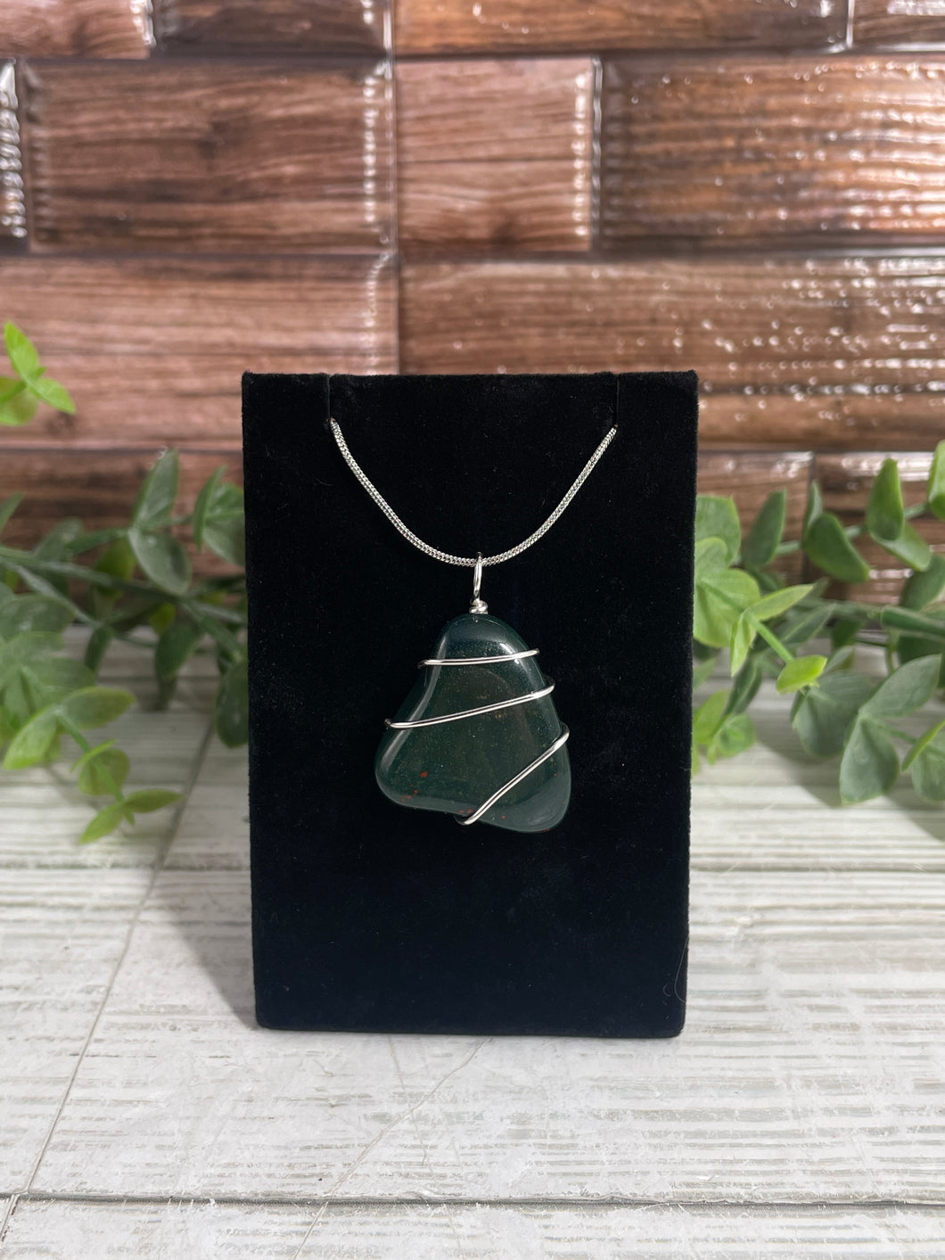 Bloodstone Wire-Wrapped Pendant