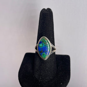 Malachite & Azurite Size 9 Sterling Silver Ring