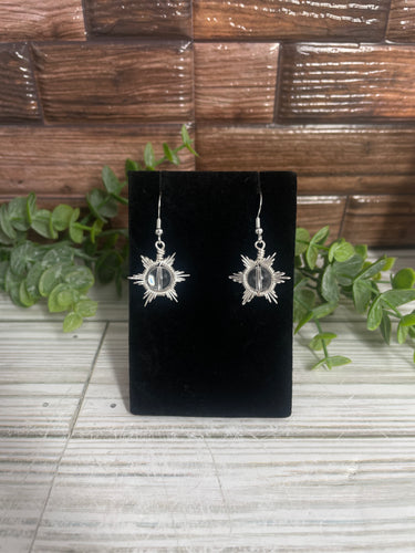 Clear Quartz Snowflake/Star Wire-Wrapped Earrings