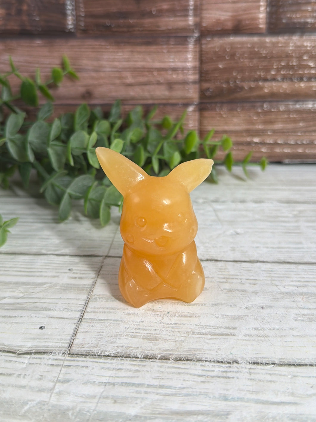 Orange Calcite Pikachu Carving