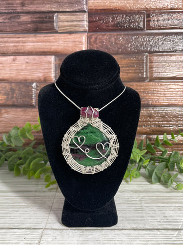 Ruby Zoisite Wire-Wrapped Pendant