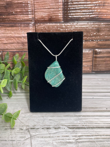 Amazonite Wire-Wrapped Pendant