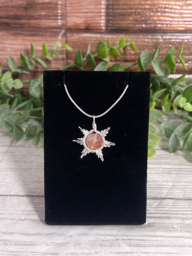 Fire Quartz Sun/Star Wire-Wrapped Pendant