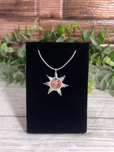 Fire Quartz Sun/Star Wire-Wrapped Pendant