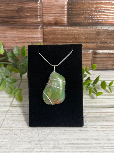 Chrysoprase Wire-Wrapped Pendant