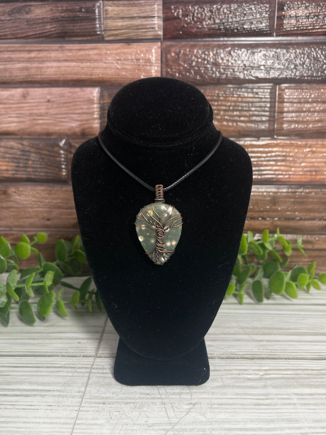 Ocean Jasper Tree Of Life Wire-Wrapped Pendant