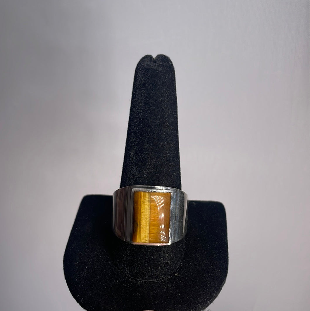 Tiger Eye Size 12 Sterling Silver Ring