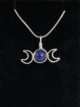 Load image into Gallery viewer, Azurite Triple Moon Wire-Wrapped Pendant