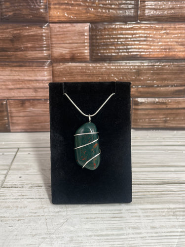 Bloodstone Wire-Wrapped Pendant