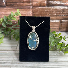 Load image into Gallery viewer, Blue Flash Labradorite Wire-Wrapped Pendant