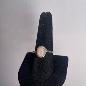 Peach Moonstone Size 9 Sterling Silver Ring