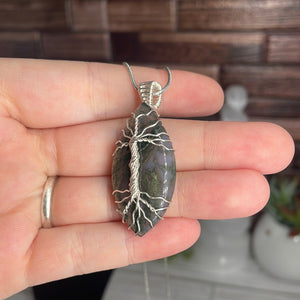 Moss Agate Tree Of Life Wire-Wrapped Pendant