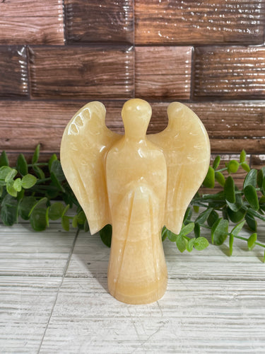 Orange Calcite Angel Carving Large