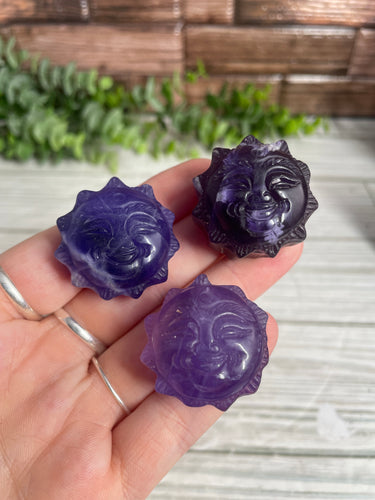 Purple Fluorite Sun Carving