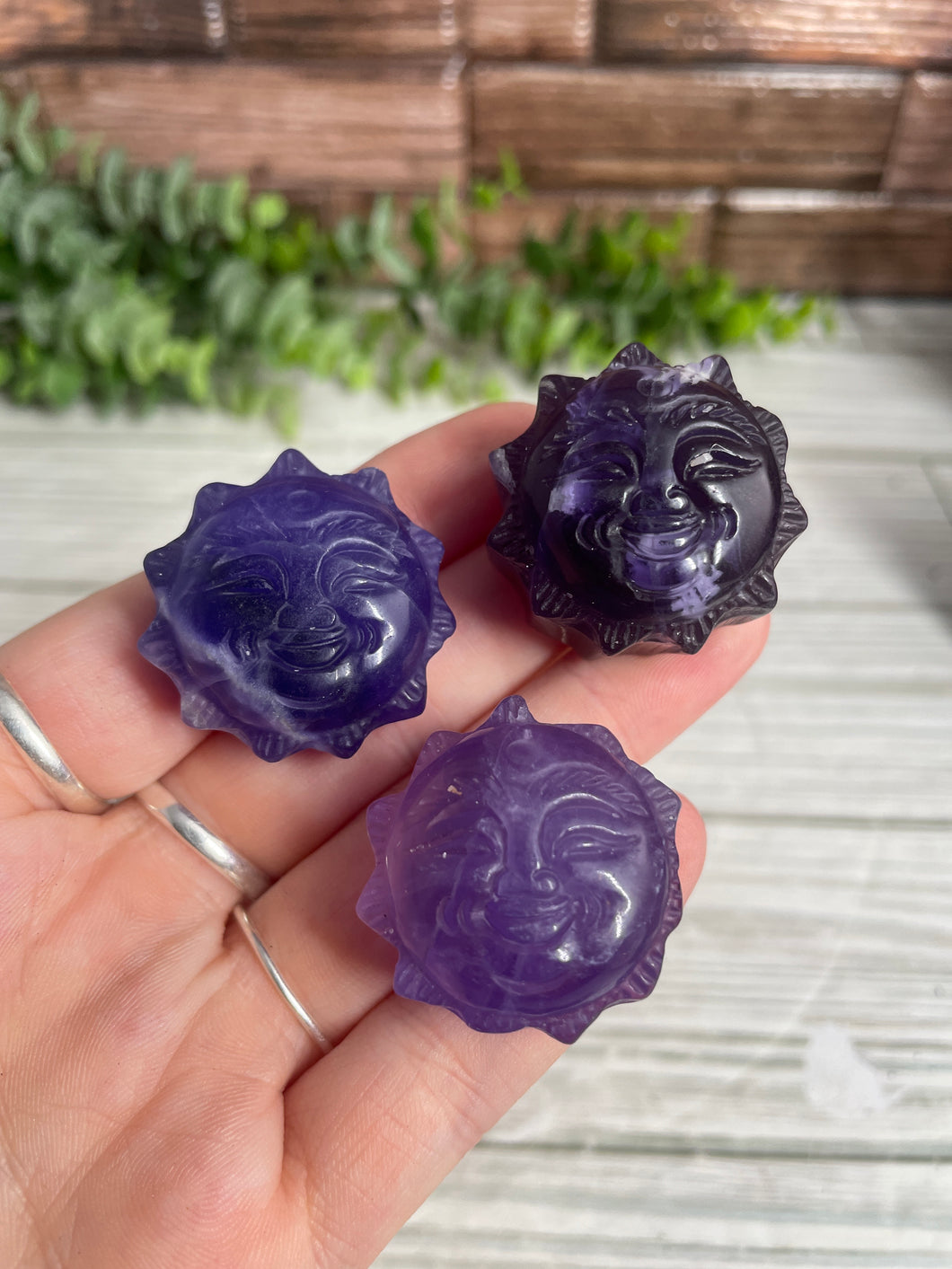 Purple Fluorite Sun Carving