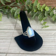 Load image into Gallery viewer, Rainbow Moonstone Size 10 Sterling Silver Ring