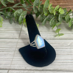 Rainbow Moonstone Size 10 Sterling Silver Ring