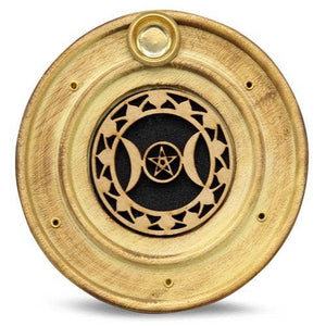 Triple Moon Wooden Incense Holder