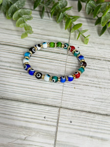 Multi Colored Evil Eye Stretch Bracelet