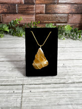 Load image into Gallery viewer, Orange Calcite Wire-Wrapped Pendant (Gold)