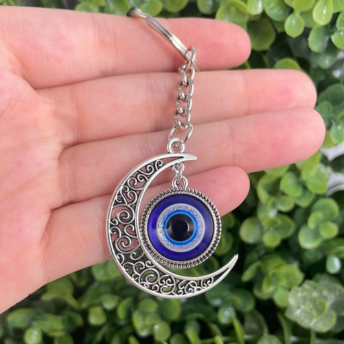 Evil Eye Moon Keychain