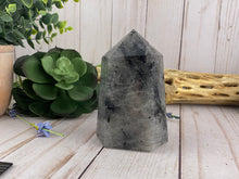Load image into Gallery viewer, Black Tourmaline &amp; Quartz Crystal Tower | Crystal Healing Generator Points