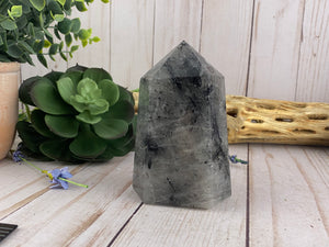 Black Tourmaline & Quartz Crystal Tower | Crystal Healing Generator Points