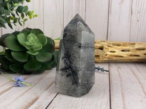 Black Tourmaline & Quartz Crystal Tower | Crystal Healing Generator Points