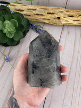 Load image into Gallery viewer, Black Tourmaline &amp; Quartz Crystal Tower | Crystal Healing Generator Points