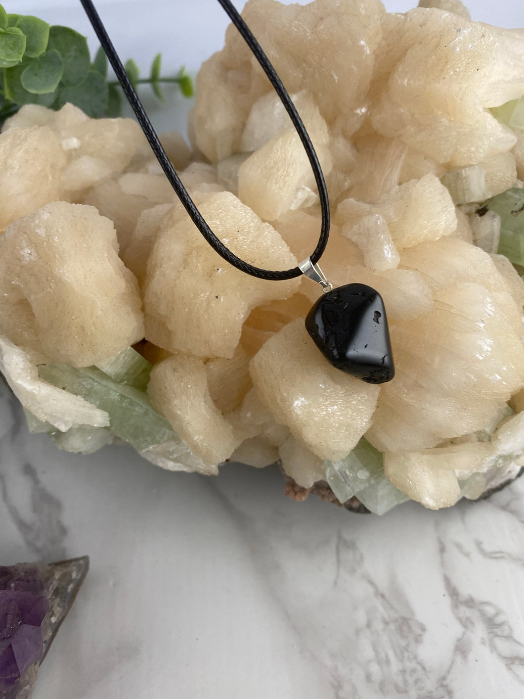 Black Tourmaline Tumbled Pendant