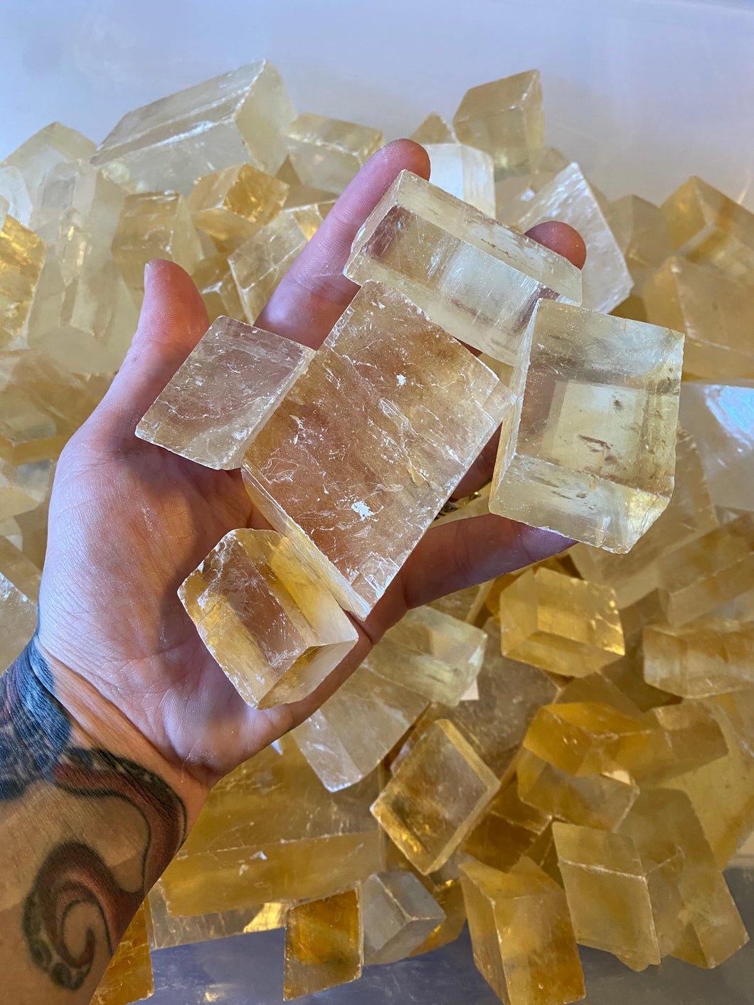 Golden Optical Calcite Cube (1) | Calcite Crystals Stones Rocks & Minerals