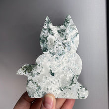 Load image into Gallery viewer, Moss Agate Cat Carving