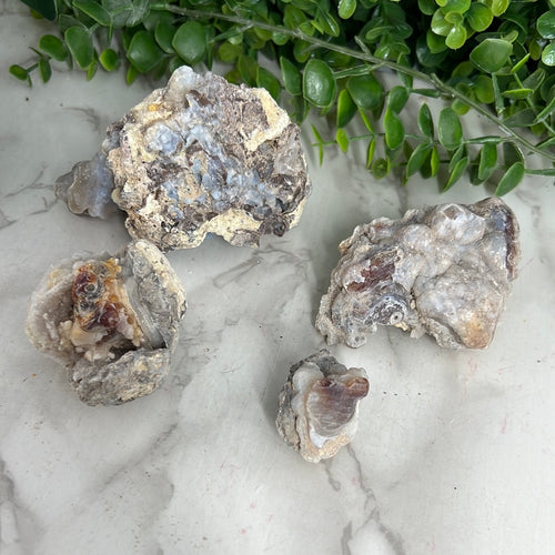 Raw Chalcedony and Fire Agate