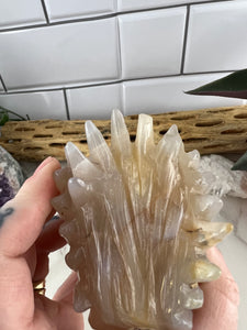 Flower Agate Wolf Head