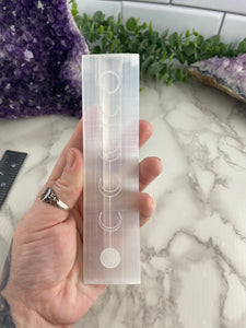 Selenite Moon Phase Flat Stick