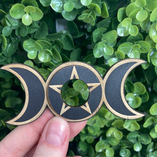 Triple Moon Wooden Sphere Stand