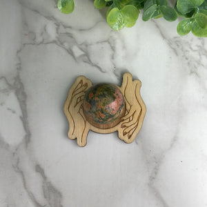 Wooden Crystal Ball Sphere Holder