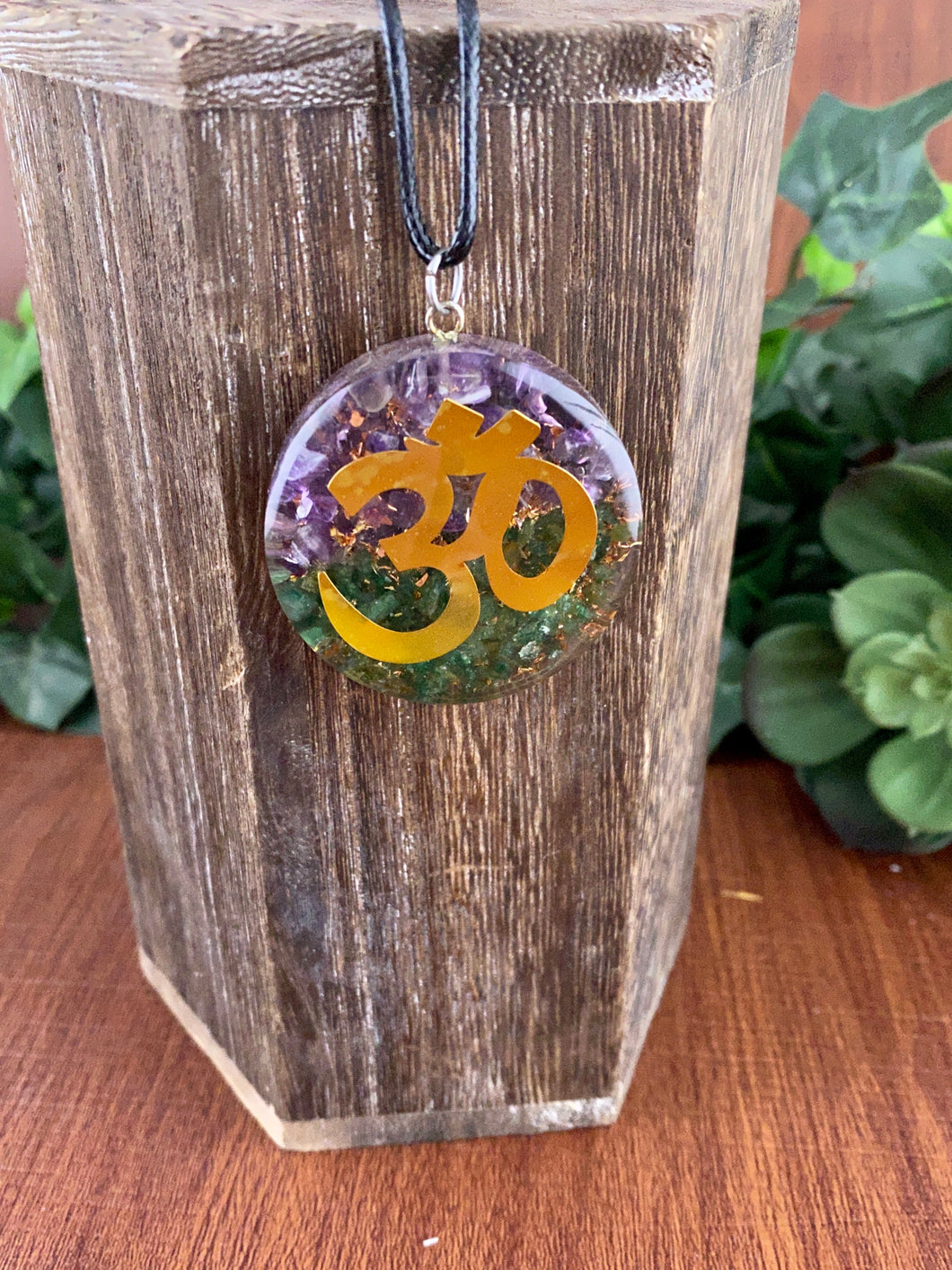 Amethyst and Green Aventurine Orgone Pendant