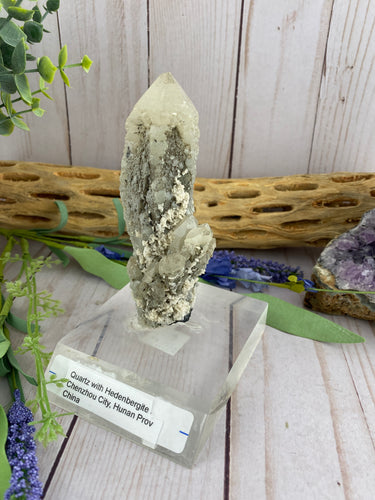 Quartz with Hedenbergite- RARE