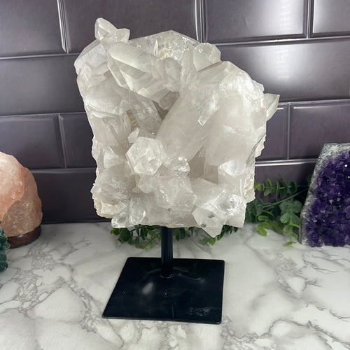 Clear Quartz Cluster on Stand