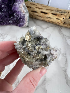 Pyrite, Quartz and Fluorite Specimen