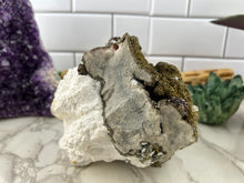 Load image into Gallery viewer, White Barite, Marcasite and Red Raspberry Sphalerite Specimen