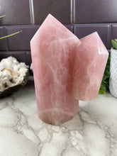Load image into Gallery viewer, Rose Quartz Twin Tower